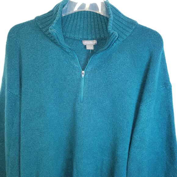 Eddie Bauer Alpine Route Essential Sweater 1/4 Zip Mock Neck Sz Medium L Green - Picture 2 of 16